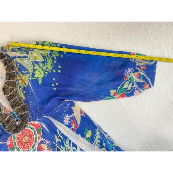 Mushka by Sienna Rose Top Women M Hippie Boho Beaded Lace Artsy Tunic Semi Sheer - Picture 7 of 10